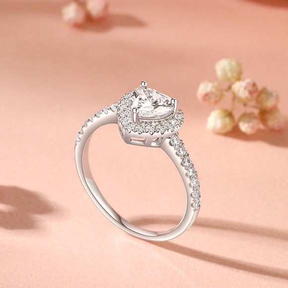 Cubic Zirconia Engagement Ring Heart Shape - Picture 7 of 13